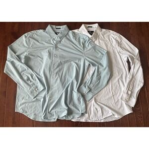 Lot Of 2 Butter Cloth Shirts XL  Solid Blue And White Icy Cotton